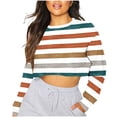 thumbnail image 3 of WRKEKC T-Shirts à Manches Longues pour Femmes, Hauts d'Été pour Femmes, T-Shirt Blouse Chandail à Manches Longues à Col Rond Imprimé à Carreaux Décontracté Tendance pour Femmes, 3 of 6