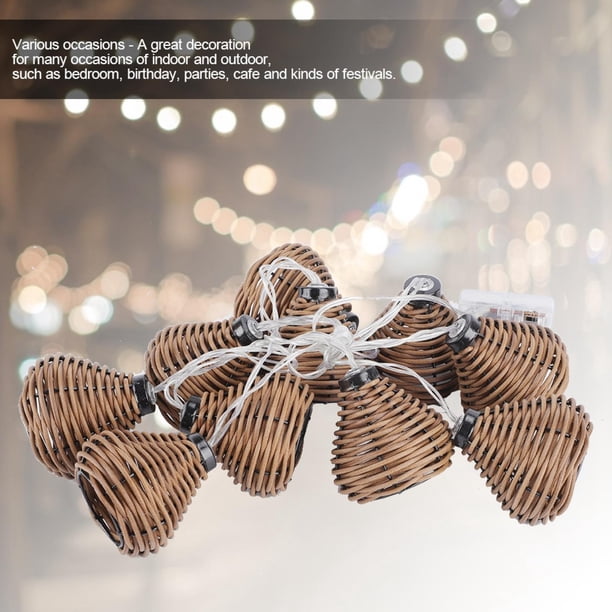 10 LED Light Chain Outside, LED Rattan Ball Lampion Light Chain Outside Applies to Balcony Garden Outdoor Balcony Party Room