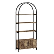 Arched Bookshelf, Bookcase with Doors Storage,Industrial Book Shelf with Sturdy Metal Frame,Freestanding Display Shelving Unit