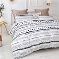 thumbnail image 3 of 2 Pcs Twin Boho Duvet Cover, Black Geometric Pattern Printed on White Soft Mircofiber Bohemian Comforter Cover Bedding Set, 3 of 6