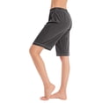 thumbnail image 1 of Plebaso Knee Length Shorts for Women Drawstring Lounge Long Shorts Summer Athletic Shorts with Pockets, 1 of 4