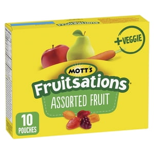 Mott's Fruitsations Fruit Flavoured Snacks, Assorted Fruit, Gluten Free, Kids Snacks Box of 10 Pouches