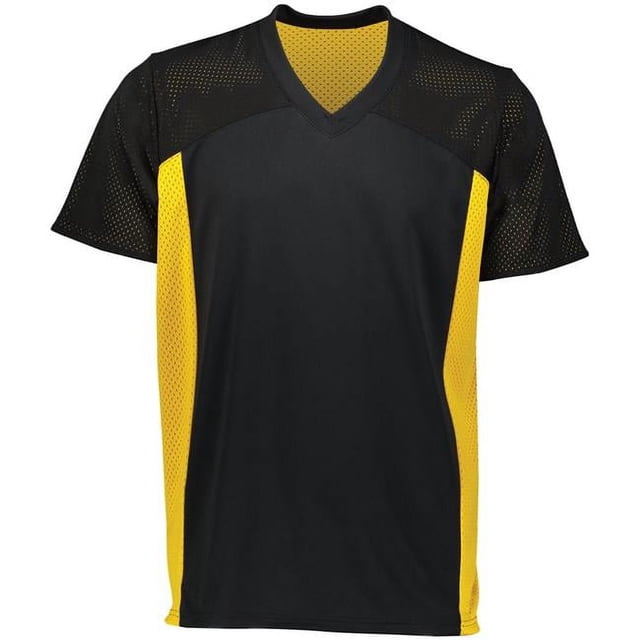 ASI 264.421.XL Chandail de Football Réversible pour Adulte avec Drapeau, Noir et Or - Très Grand