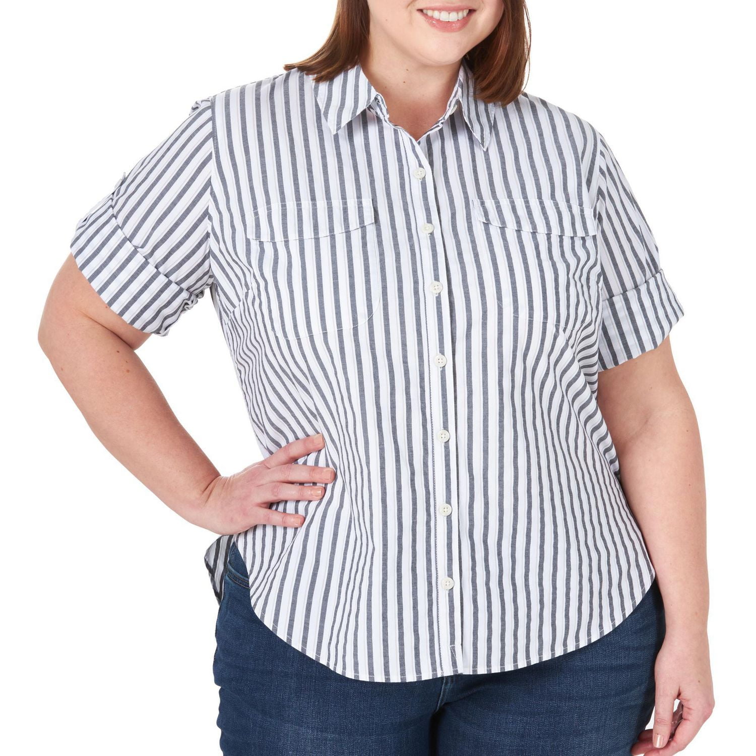 Lee Riders Women's Plus 3/4 Sleeve Woven Shirt