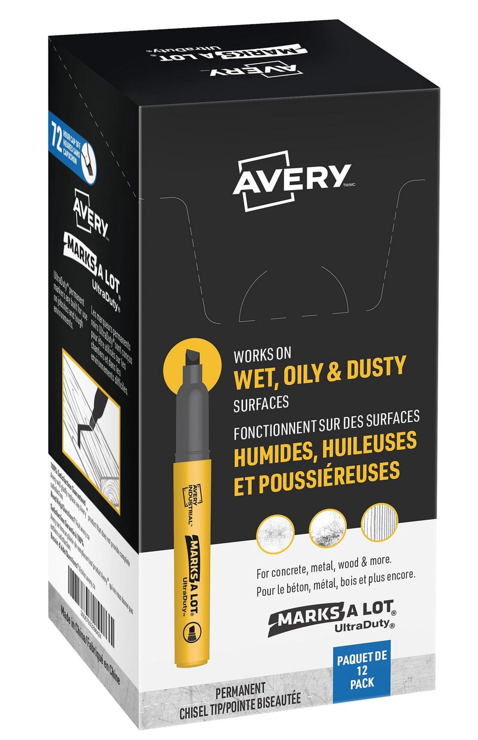 Marks A Lot® UltraDuty® Markers, Black, 5mm Chisel Tip
