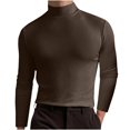 thumbnail image 4 of zanvin Chandail à Col Roulé pour Hommes, Manches Longues, Basique, Ajusté, Extensible, Marron, TTG, 4 of 5