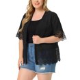thumbnail image 4 of Agnes Orinda Women's Plus Size Cover Up Lace Panel Summer Holiday Boho Cardigans 3X Black, 4 of 5