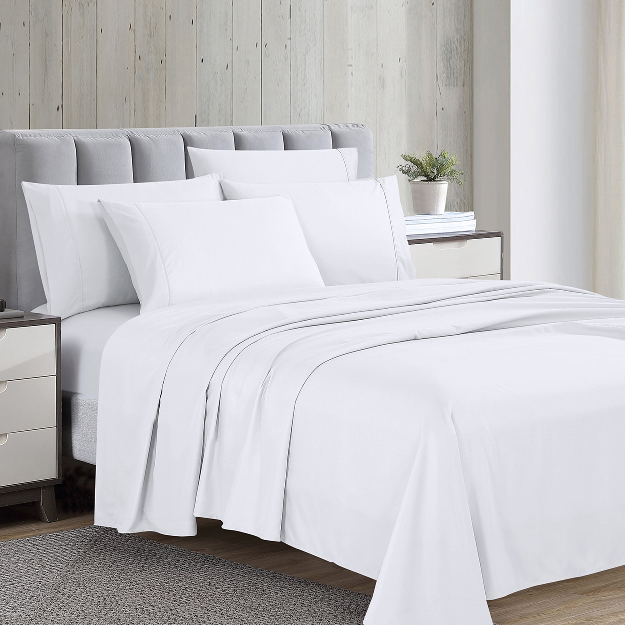 Swift Home Luxury 6-Piece Sheet Set with Extra Pillow Case, Double, White