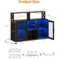 thumbnail image 2 of LED Wine Cabinet, Bar Cabinets with Power Outlets, Coffee Bar Cabinet Liquor Cabinet with Wine Racks for Glasses, Vintage Buffet Cabinet for Dining Kitchen, 2 of 7