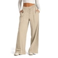 thumbnail image 2 of Sentmoon Activewear Oversized Drawstring Elastic Waist Wide Leg Sweatpants Women with Pockets Loose Solid Color Stretchy Travel Pants Fall Delightful for Leisure Wear Khaki L, 2 of 6