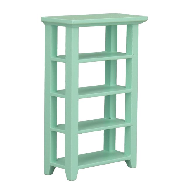 Miniature Flower Stand, Excellent Birch Dollhouse Mini Bookshelf 4 Layers For Decoration Blue,Pink,Green
