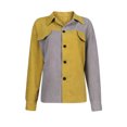 thumbnail image 4 of IROINID Veste Surchemise Courte pour Femmes Rayures Manches Longues Décontractée Patchwork Long Cardigan Manteau, Jaune, 4 of 8
