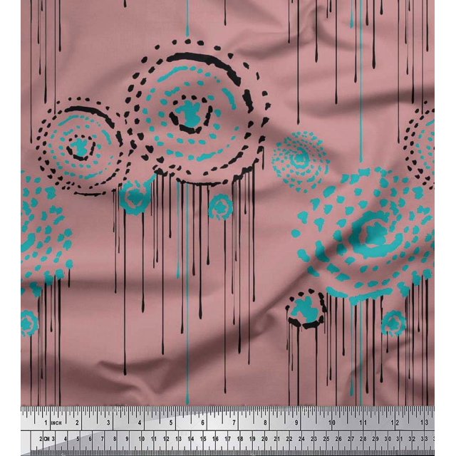 Soimoi Rayon Crepe Fabric Brush Stroke Abstract Decor Fabric Printed Yard 46 Inch Wide