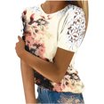thumbnail image 2 of XZNGL T-Shirts d'Été pour Femmes Femmes Été Col Rond Imprimé Floral T-Shirts en Dentelle Blouses Confortables pour Femme Hauts Femmes T-Shirts Été T-Shirts pour Femmes pour l'Été Hauts et Blouses pour Femmes Été, 2 of 6