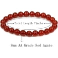 thumbnail image 2 of Bracelet Extensible en Perles Rondes de 8 mm en Pierre Précieuse d'Agate Rouge Naturelle avec Cristaux de Guérison 7 Pouces Unisexe, 2 of 5