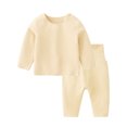 thumbnail image 1 of Penkiiy Tout-Petits Enfants Filles Garçons Doux Confortable Uni Molleton Chaud Raglan Vêtements de Nuit Pyjamas Pjs Ensemble 2 Pcs Kaki Liquidation pour 18-24 Mois, 1 of 6