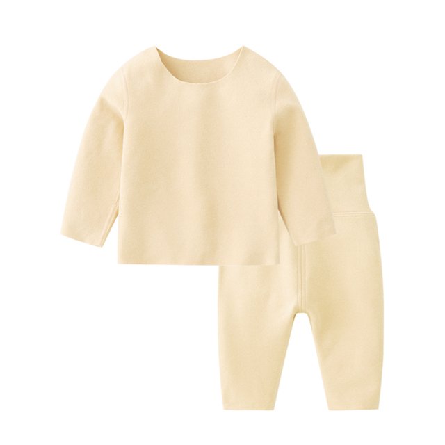 Penkiiy Tout-Petits Enfants Filles Garçons Doux Confortable Uni Molleton Chaud Raglan Vêtements de Nuit Pyjamas Pjs Ensemble 2 Pcs Kaki Liquidation pour 18-24 Mois