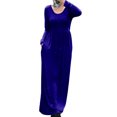 thumbnail image 2 of UKAP Ladies Dress Crew Neck Maxi Dresses Solid Color Swing Party Royal Blue L, 2 of 6