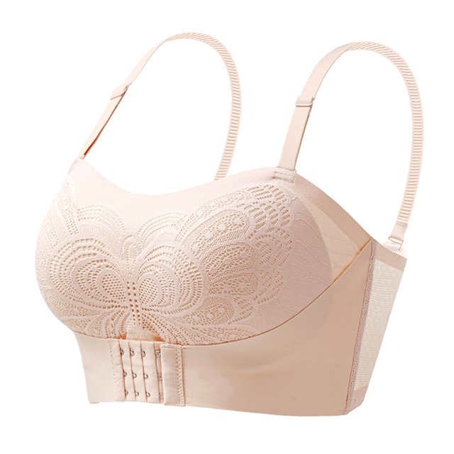 Timegard Wireless Bras for Women Plus Size Front Buckle Lace Adjustable Strap High Support Everyday Bras