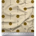 thumbnail image 1 of Soimoi Beige polyester Crepe Fabric Dots & Leaves Decor Fabric Printed Yard 52 Inch Wide, 1 of 3