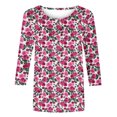 thumbnail image 4 of Hauts pour Femmes Décontractés Imprimés Col Rond Manches 3/4 T-Shirt Ample, Hauts Manches 3/4 pour Femmes, Hauts Décontractés pour Femmes, T-Shirts pour Femmes, 4 of 4