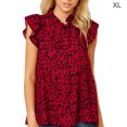 thumbnail image 1 of Maoww Chemise Femme Chemisier Sans Manches Imprimé Col en Doll Top, Rouge Vin, XL, 1 of 6