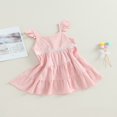 thumbnail image 3 of EIMELI Robe d'Été pour Filles Tout-Petits Mignonne à Manches Volantes Robe Trapèze Robe Princesse à Volants Rose 7-8 Ans, 3 of 8