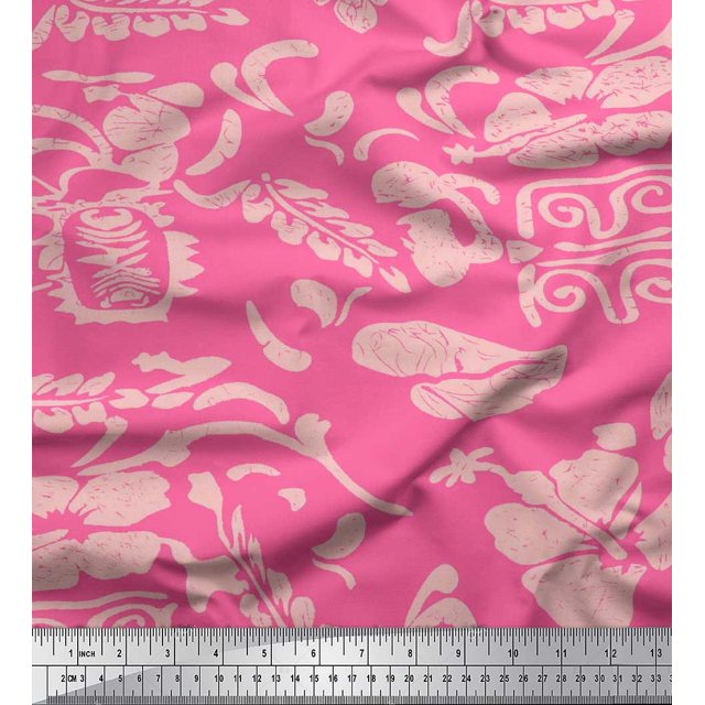 Soimoi Poly Georgette Fabric Flower Artistic Decor Fabric Printed Yard 52 Inch Wide