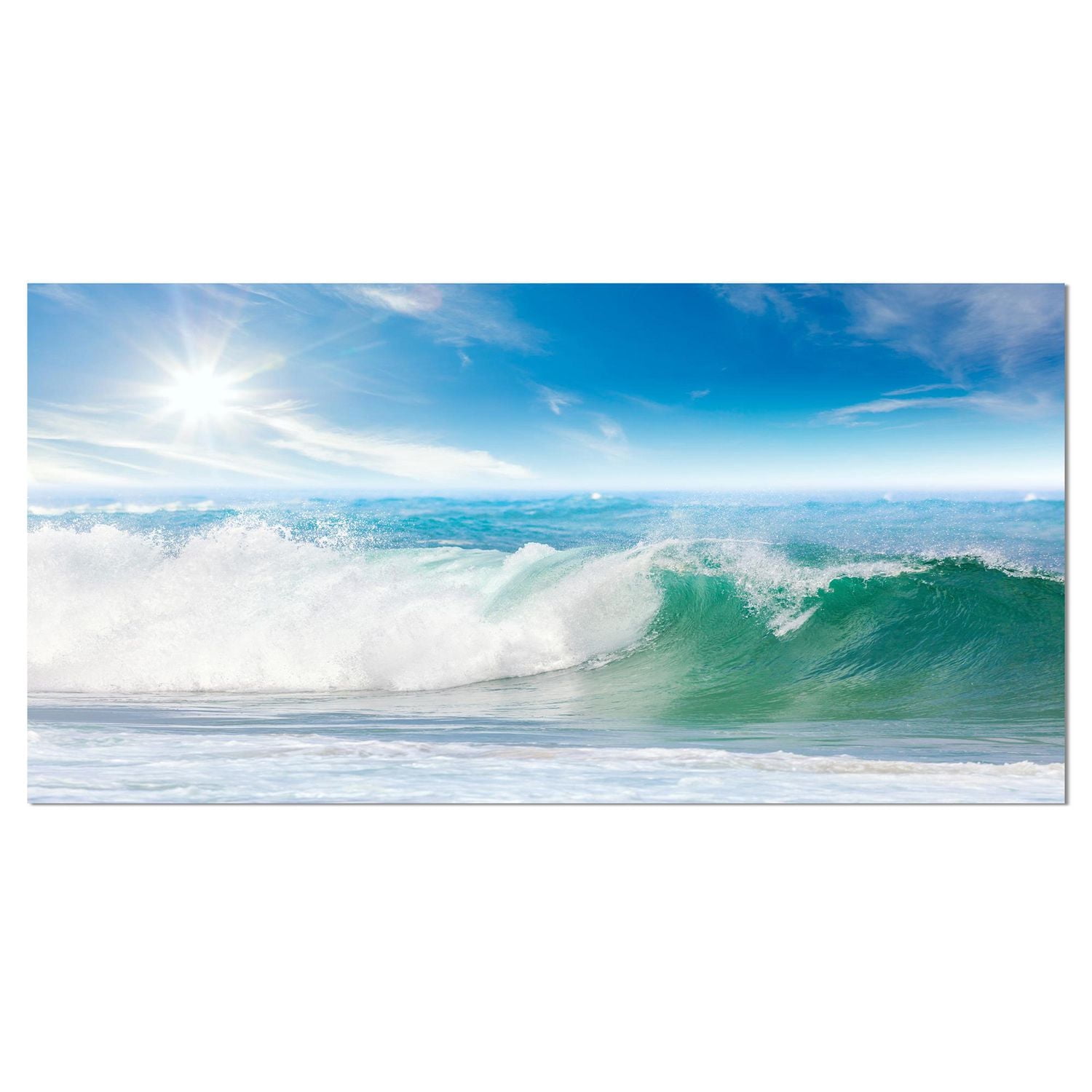 Designart Vagues blanches et bleues sous le soleil Art mural sur toile