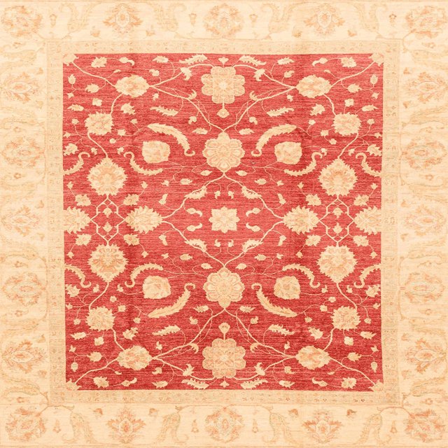 Ahgly Company Tapis d'Intérieur Carré Abstrait Orange Vif, 8 Pieds Carré