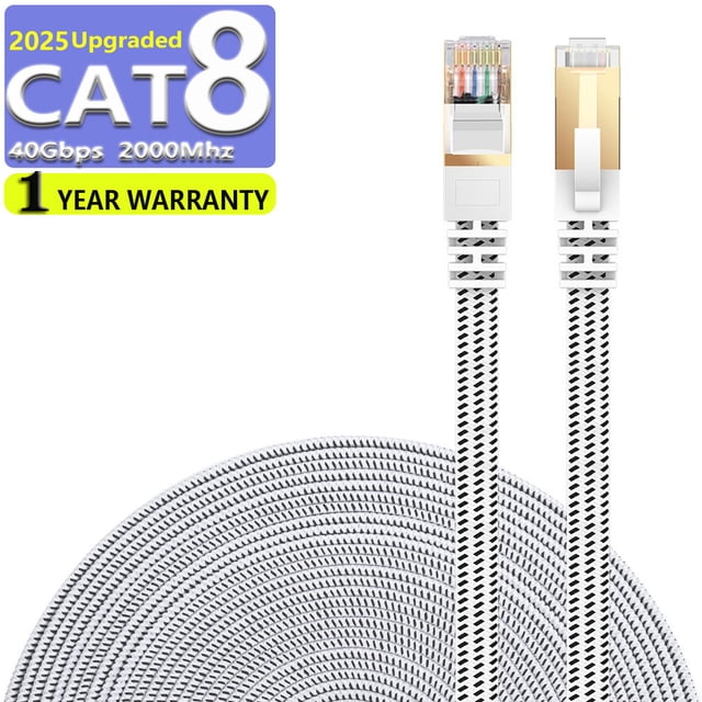 Câble Ethernet CAT8 3 m Haute Vitesse Patch de Réseau LAN en Nylon Câble CAT8 40 Gbps 2000 MHz Fils LAN SFTP RJ45