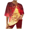 thumbnail image 1 of Jamicy Vêtements de Nuit pour Femmes Cadeaux pour Femmes Chemises Imprimées Arbre de Noël pour Femmes T-Shirts à Manches Courtes Hauts Col Rond Graphiques Amusants Pyjamas de Noël, 1 of 7