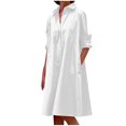 thumbnail image 1 of CEHVOM Robe Longue Maxi pour Femmes, Mode, Col Rond, Manches Longues, Décontractée, avec Poches, Unie, en Solde, 1 of 6