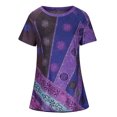 thumbnail image 3 of EQWLJWE Hauts d'Été pour Femmes Hauts pour Femmes Liquidation Femmes Décontracté Imprimé Manches Courtes Col Rond Chandail Blouse T-shirt Hauts, 3 of 5