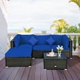 thumbnail image 3 of Patiojoy 5-Piece Outdoor Patio Sectional Rattan Sofa Set with Soft Back and Seat Cushion Navy, 3 of 5