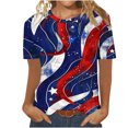 thumbnail image 1 of Pisexur Blouses pour Femmes Habillées Décontractées T-Shirt à Manches Courtes Col Rond Imprimé Jour de l'Indépendance pour Femmes, Hauts d'Été pour Femmes Multicolore, S, 1 of 5