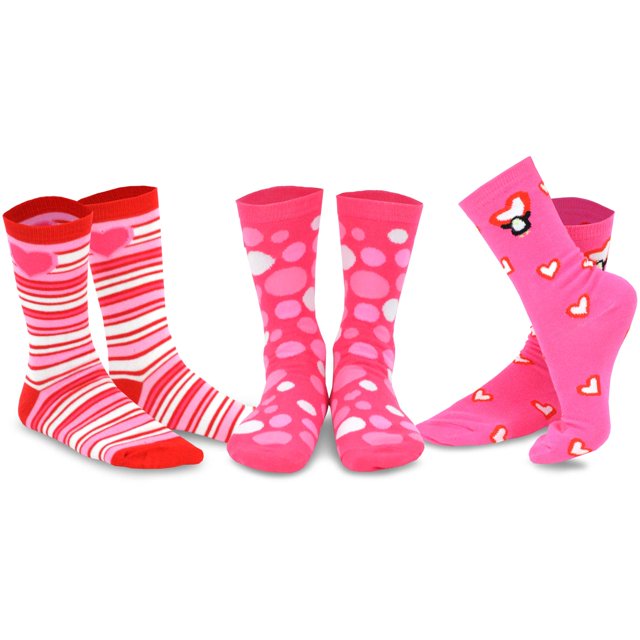 Valentine's Day Love Women's Crew Socks 3-Pack (Pink Heart)