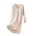 thumbnail image 2 of HongQid Chemises de Nuit Manches 3/4 Chemise de Nuit Col en V Douce Tenue de Nuit Décontractée Chemises de Sommeil Robe de Pyjama Ample avec Poitrine Rembourrée, 2 of 7