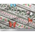 thumbnail image 2 of Soimoi Tissu Vert en Rayonne Imprimé Floral & Insecte Patchwork Tissu au Mètre 56 Pouces de Large, 2 of 3