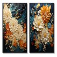 thumbnail image 2 of Designart "Orange Teal botanic Whirlwind II" Abstract Botanicals Framed Wall Art Set Of 2 - Orange Floral Gallery Wall Frame Set For Home Decor, 2 of 6