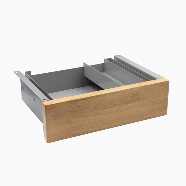 Desky Minimal Under Desk Drawer - Light Oak Rubberwood / Grey