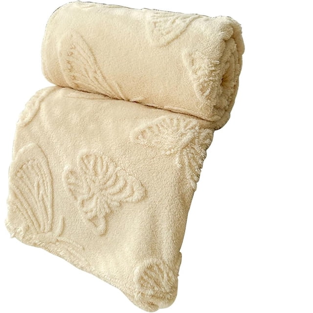 VogueV Couverture Jetée en Molleton Réversible - Douce Housse Multicolore pour Lit/canapé Beige
