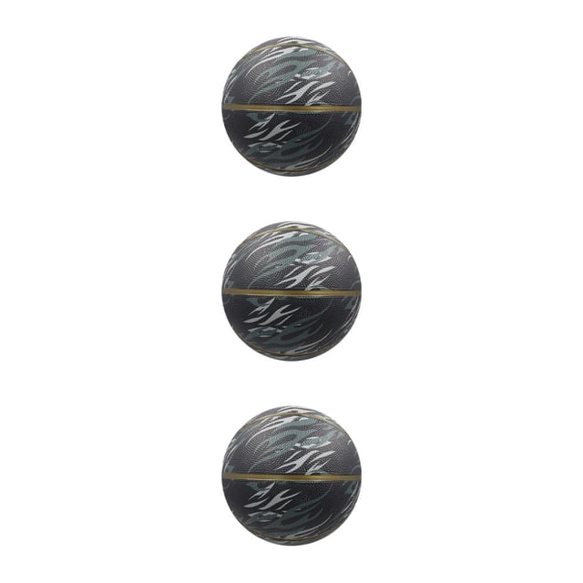 mmirethe PU Durable Kids Basketball For Training And Match Eco-friendly Ingredients Impact-resistant Black- size 7 3Set