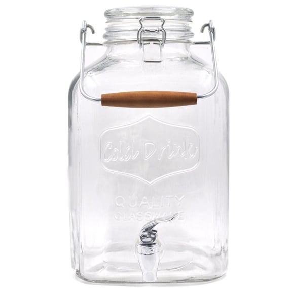 Home Trends Glass 2-Gallon Beverage Dispenser with Glass Clamp Lid