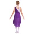 thumbnail image 2 of RUNQHUI Filles Enfants Sans Manches Ballet Lyrique Danse Contemporaine Moderne Costumes Robe Asymétrique en Maille Violet 16, 2 of 7