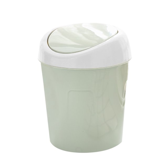 Qualitygoods Trash Can Mini Flip Lid Garbage Bin Desktop Bedside Plastic Waste Basket for Home Living Room