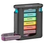 MEDca Weekly Pill Organizer Dispenser, Multicolor/Black, 7 Stackable Compartments, 4 Times-a-Day, by MEDca