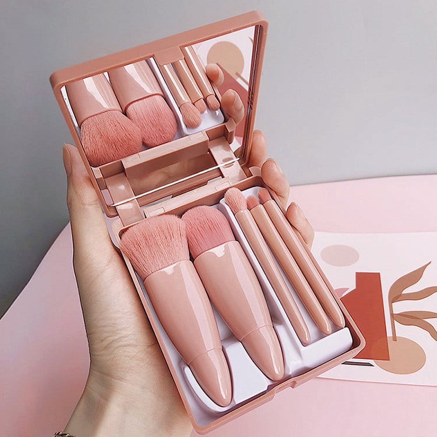 mtvxesu Makeup Brushes Kit Set, Easy Taken Travel Makeup Brush Set 5PCS Mini Complete Function Cosmetic Brushes Kit 5PCS with Mirror Makeup Brushes for Foundation Final Markdown Makeup Brushes!