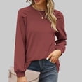 thumbnail image 2 of Timegard Hauts pour Femmes Manches Longues Col Rond T-Shirts Décontractés Confortables Couleur Unie Blouses Basiques, 2 of 7