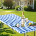 thumbnail image 4 of CQCYD 3Pcs Outdoor Table Cloth with Elastic Edges, PVC Waterproof Fitted Picnic Tablecloth for Camping Patio, Heavy Duty Windproof Elastic Strap Table Cover for 6FT Rectangular Table, 4 of 9